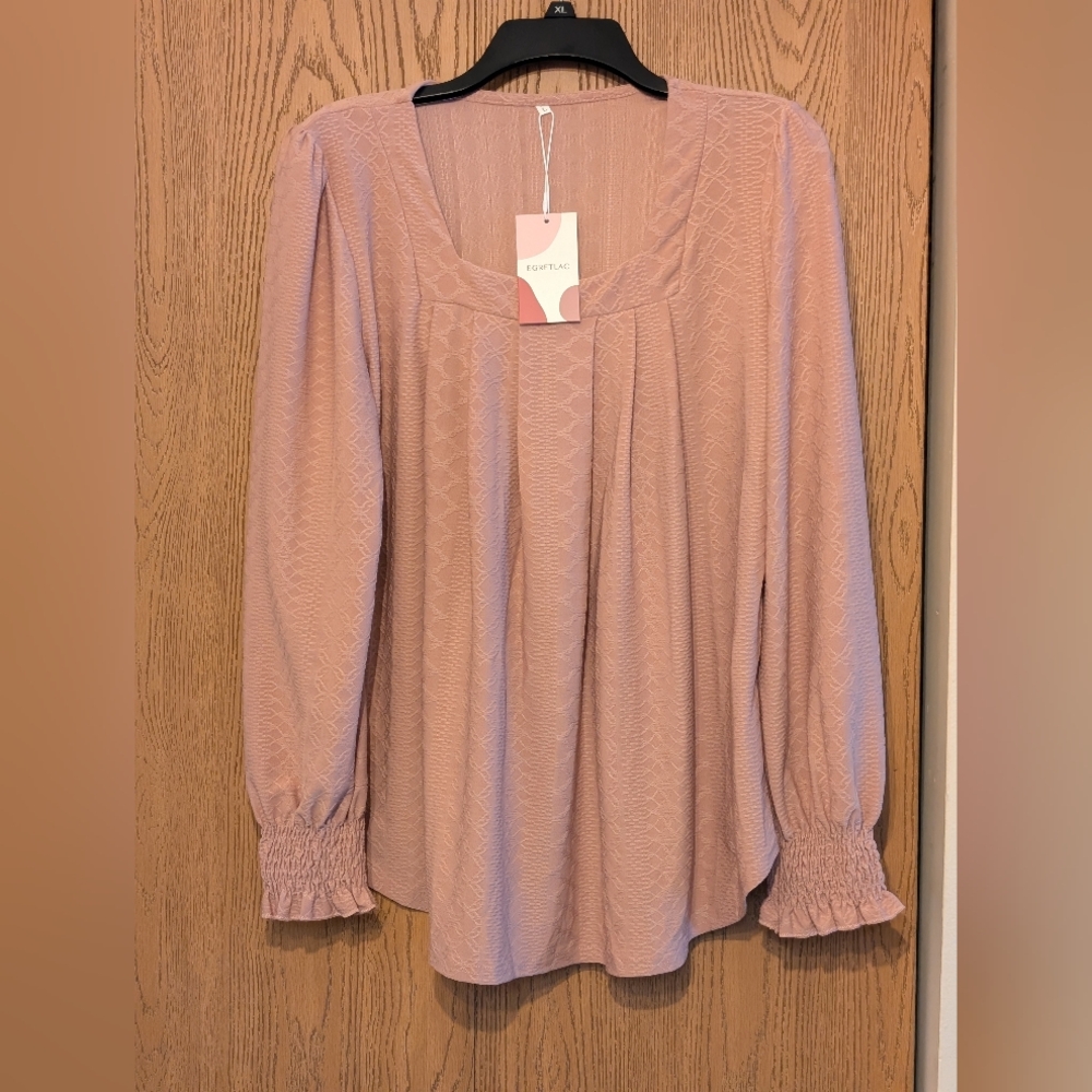 Women's Square Neck Dusty Pink Babydoll Top